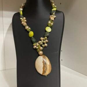 Vintage Agate Pearl Necklace